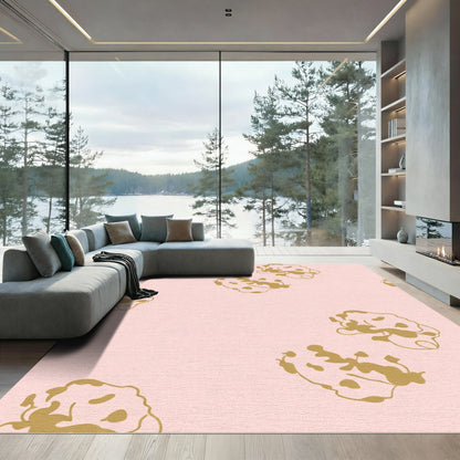 Golden Abstract Splatter Blush Rug