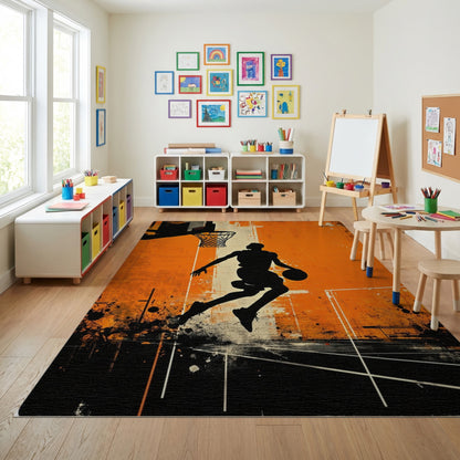 Distressed Orange Dunk Silhouette Rug