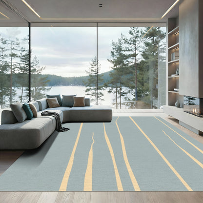 Soft Blue Beige Dripping Lines Rug