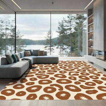Earthy Brown Abstract Animal Spot Rug
