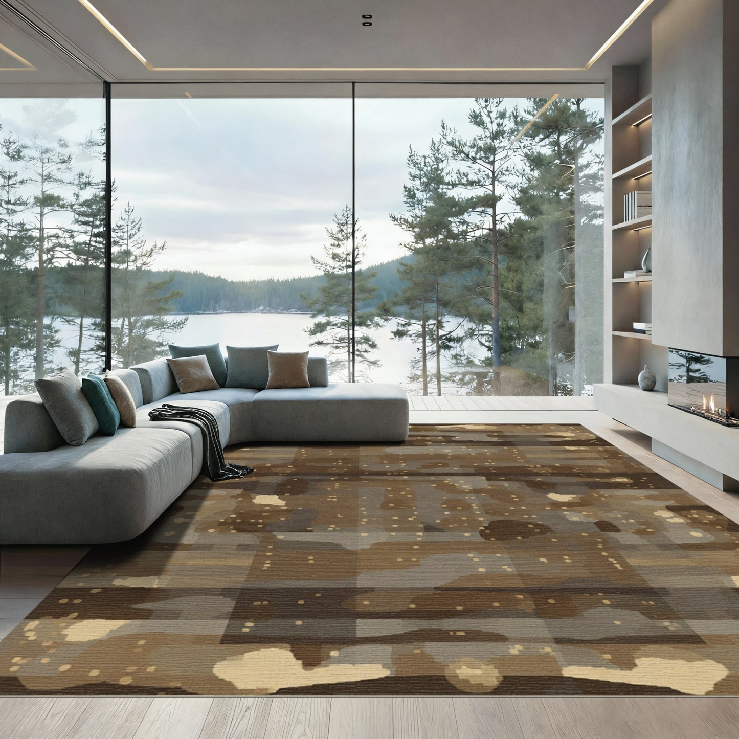 Rustic Earthy Tone Scattered Dot Rug