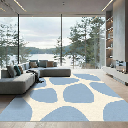 Pale Blue Blob Organic Arrangement Rug