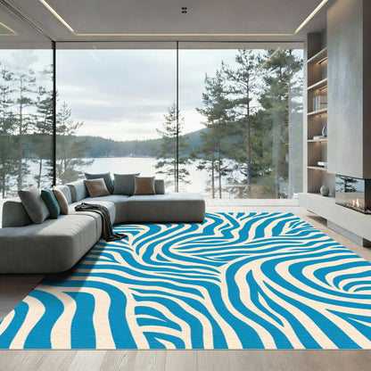 Bold Teal Zebra Stripes Rug