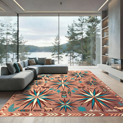 Copper Tribal Sun Animal Totem Rug