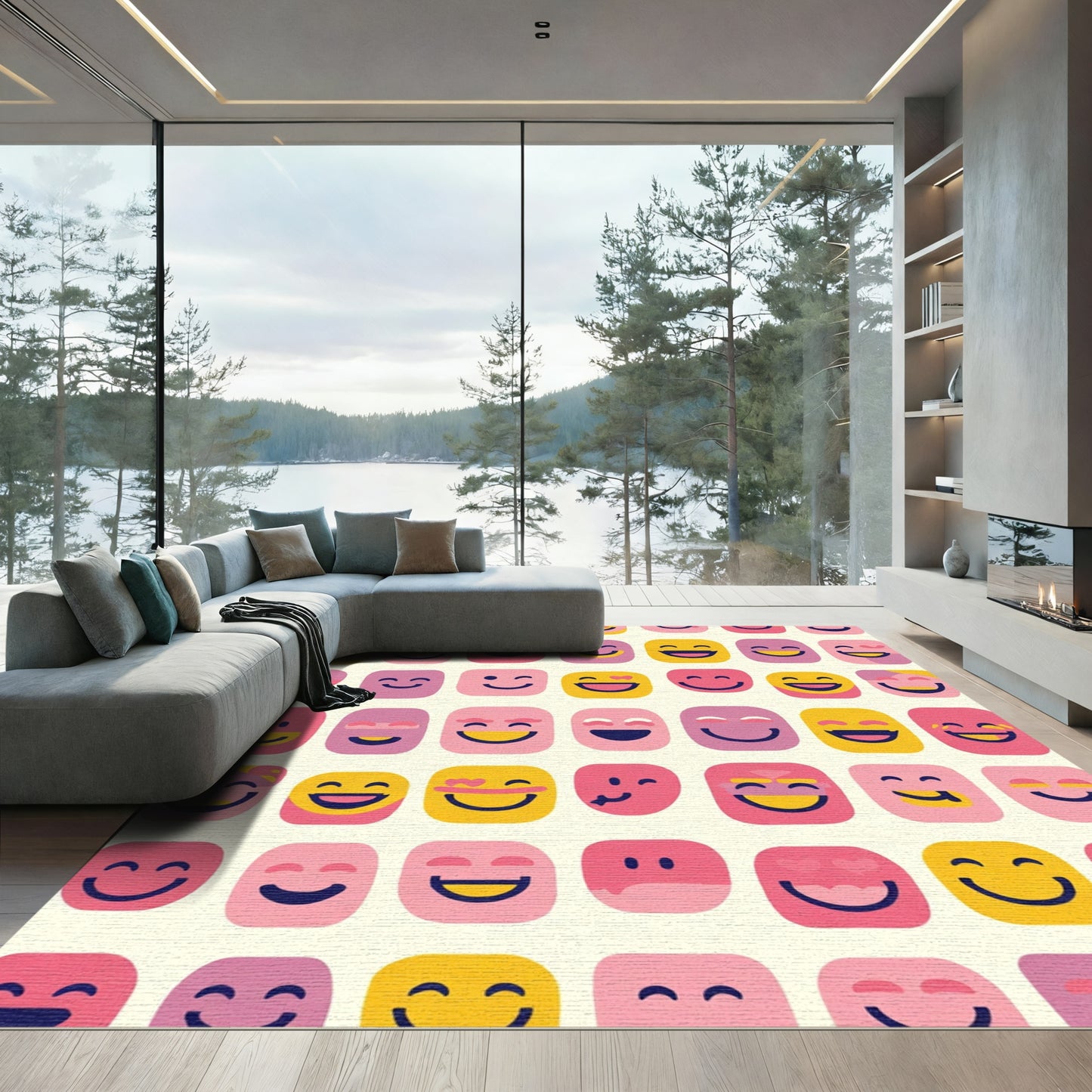 Happy Emoji Faces Smile Collection Rug