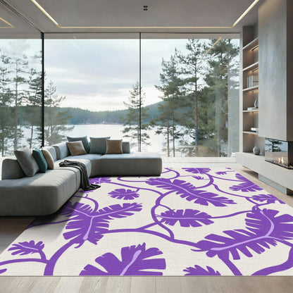 Amethyst tropical vine leaves Rug