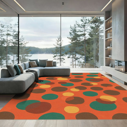 Retro Orange Polka Dot Collage Rug