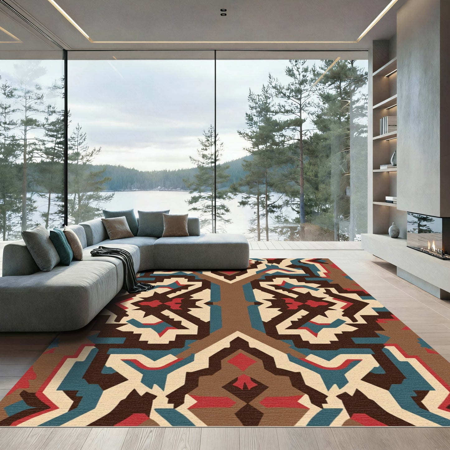 Geometric Tribal Earth Tone Rug
