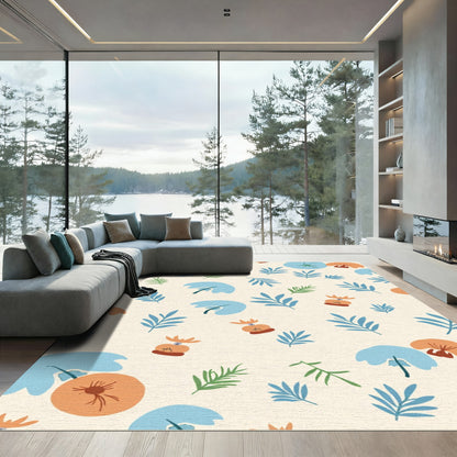Abstract botanical composition cream Rug
