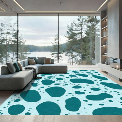 Teal Abstract Droplet Blob Rug