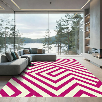 Bold Purple Geometric Maze Rug