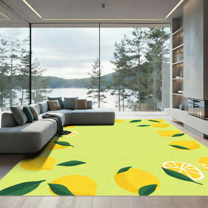 Fresh Yellow Lemon Leaf Border Rug