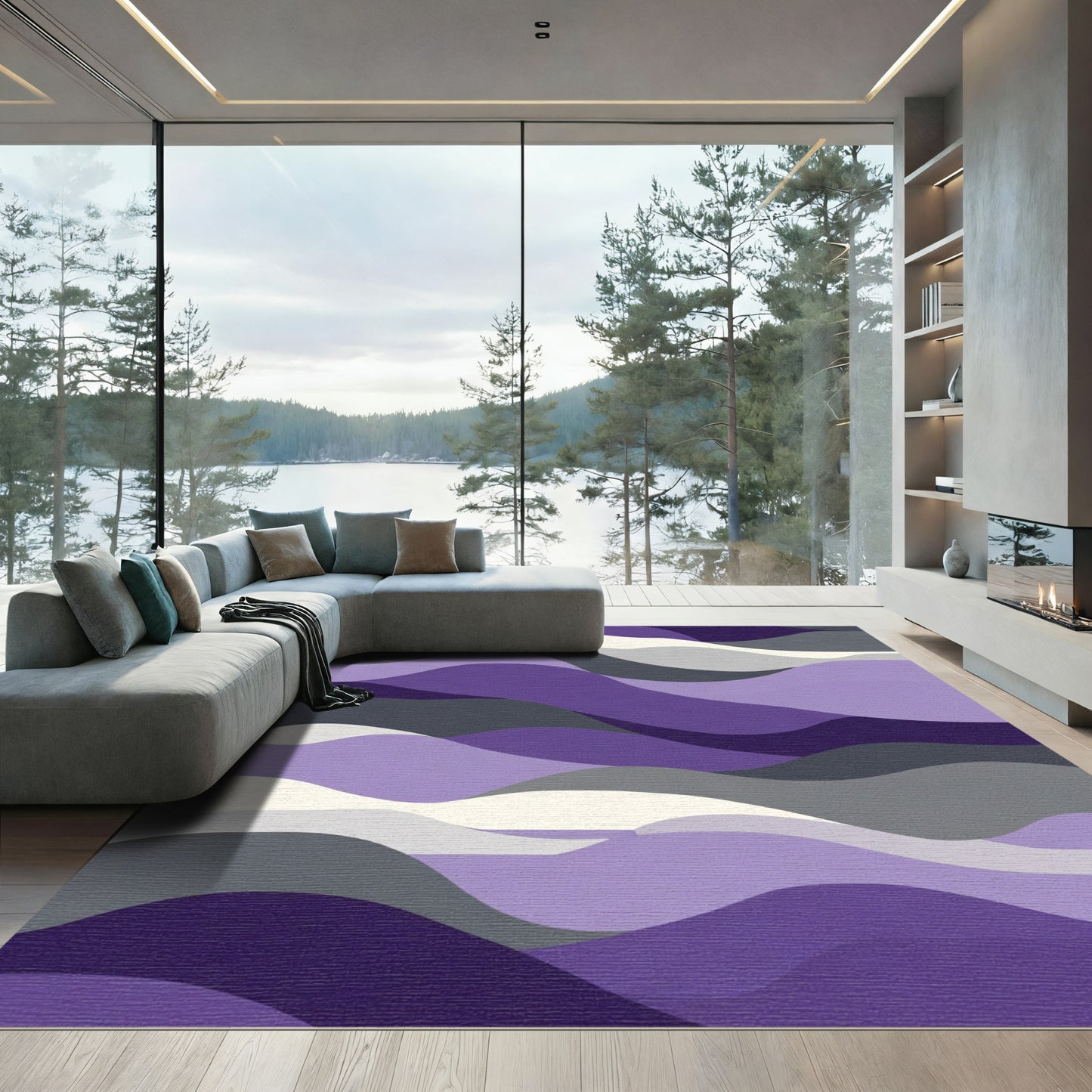 Purple Amethyst Abstract Wave Rug