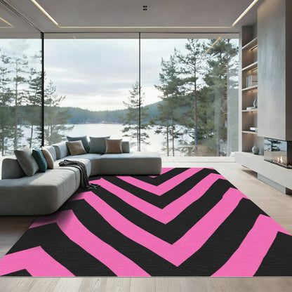 Vibrant Pink Chevron Geometric Rug