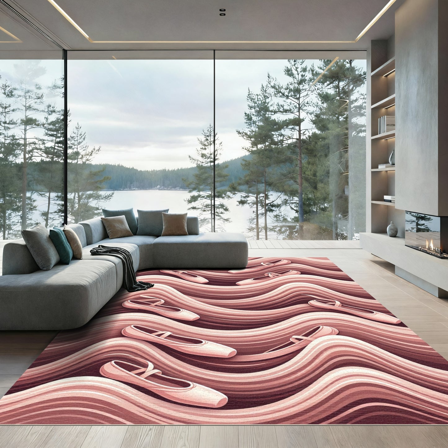 Blush Pink Ballet Slipper Wave Rug