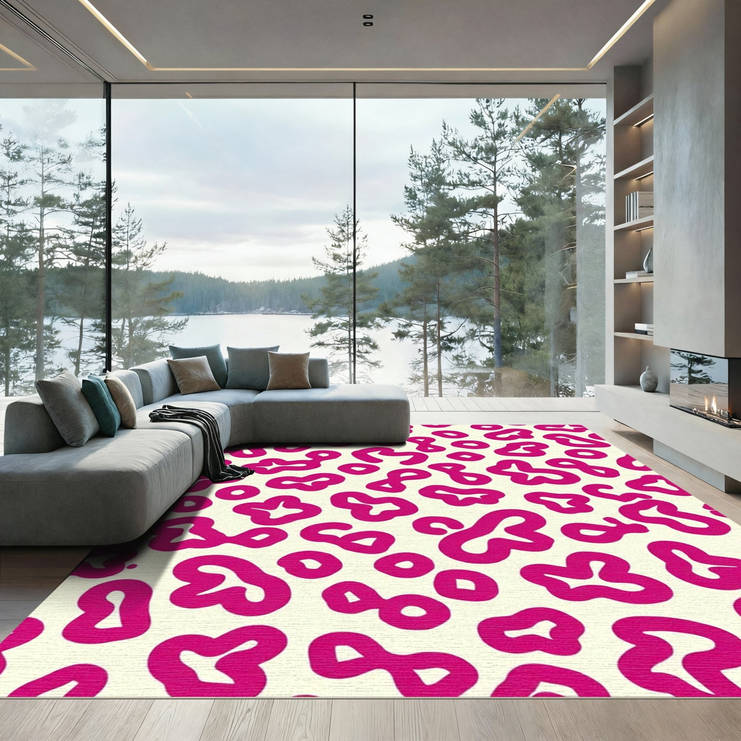 Bold Pink Leopard Spots Rug