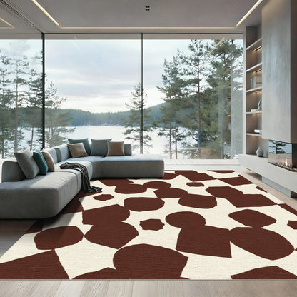 Brown Abstract Organic Shapes Rug