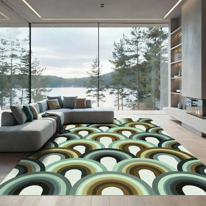 Retro Sage and Earth Tone Arch Rug