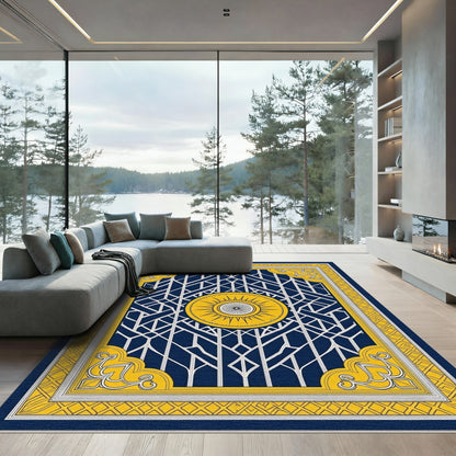 Navy Yellow Art Deco Sunburst Rug