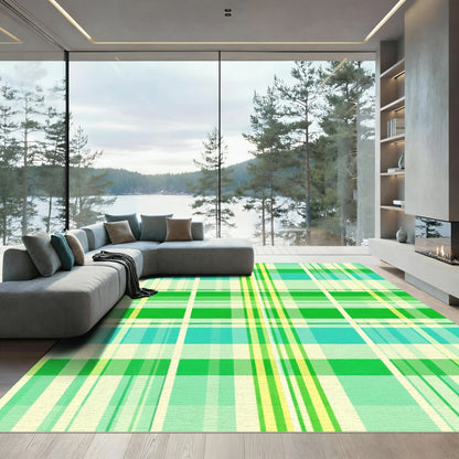 Verdant Green Teal Plaid Rug