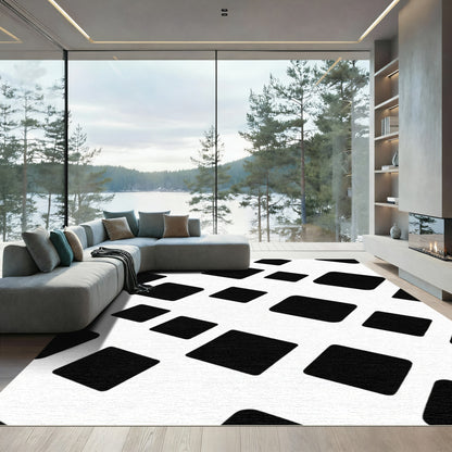 Black Rhombus Grid Scatter Rug