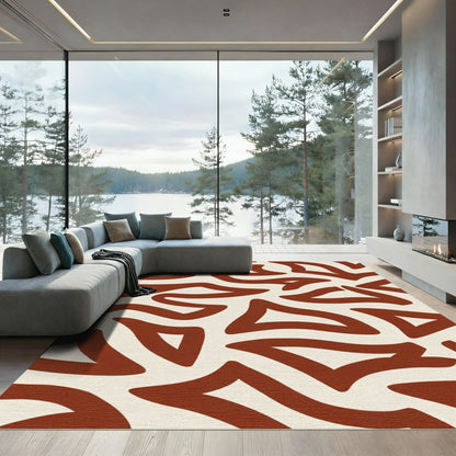 Terracotta Abstract Flowing Lines Rug