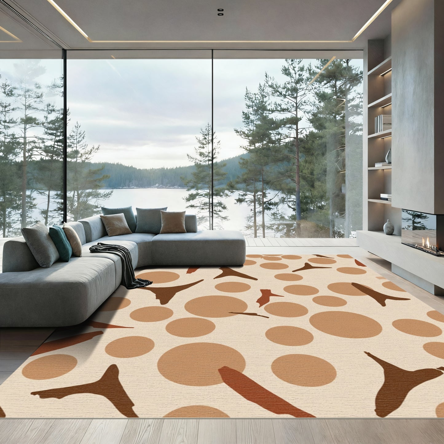 Abstract Earthy Dot Scatter Rug