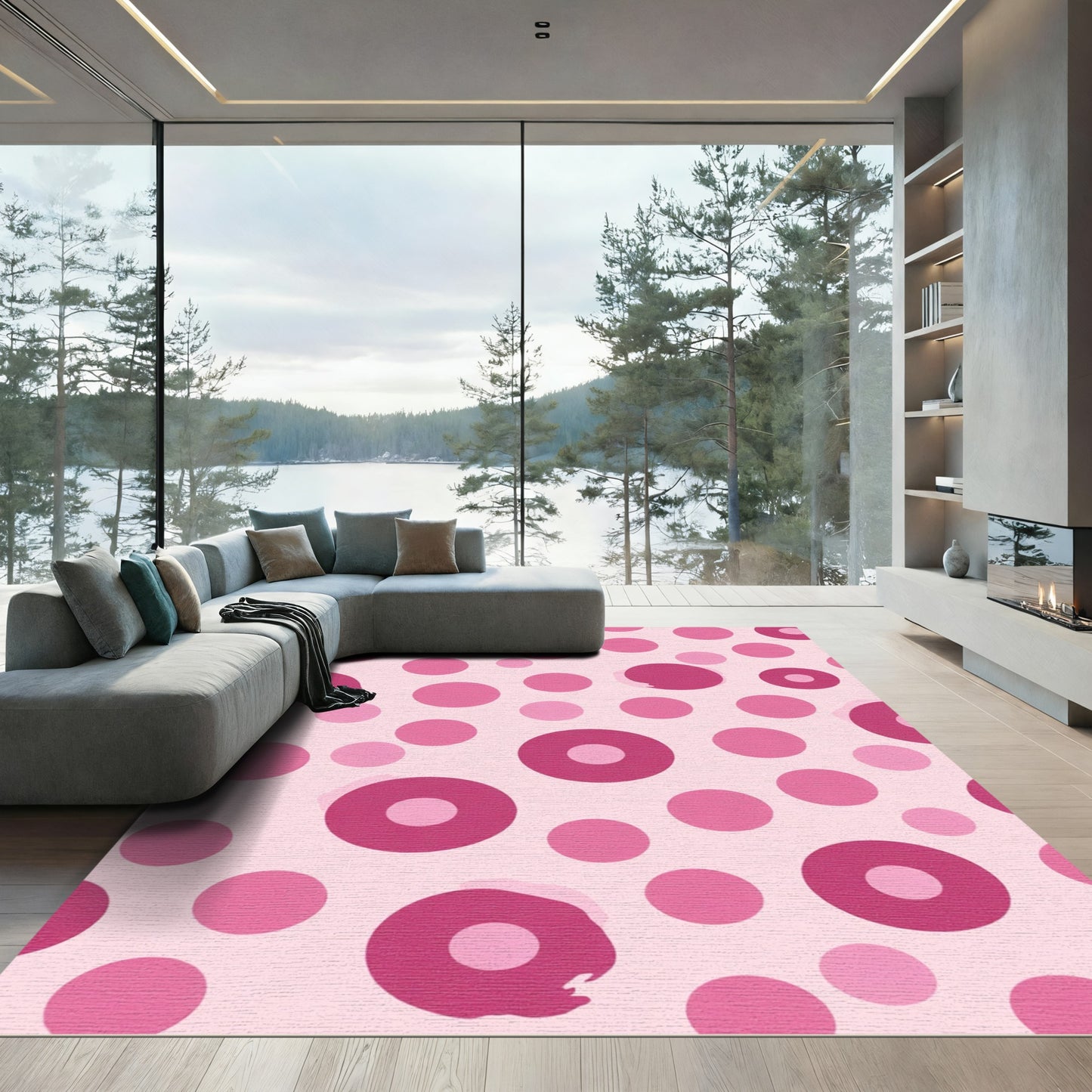 Pink Polka Dot Scatter Rug