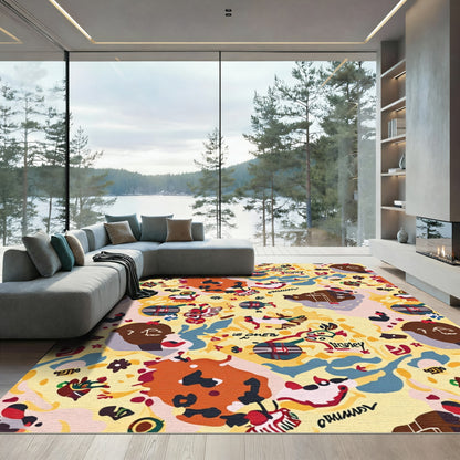 Abstract Figures Yellow Graphic Collage Rug