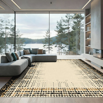 Sepia Tone Halftone Border Rug