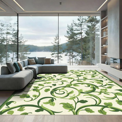 Verdant Green Vine Scroll Rug