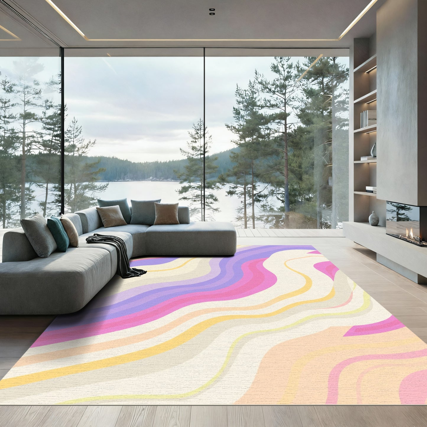 Pastel Swirl Marble Art Rug