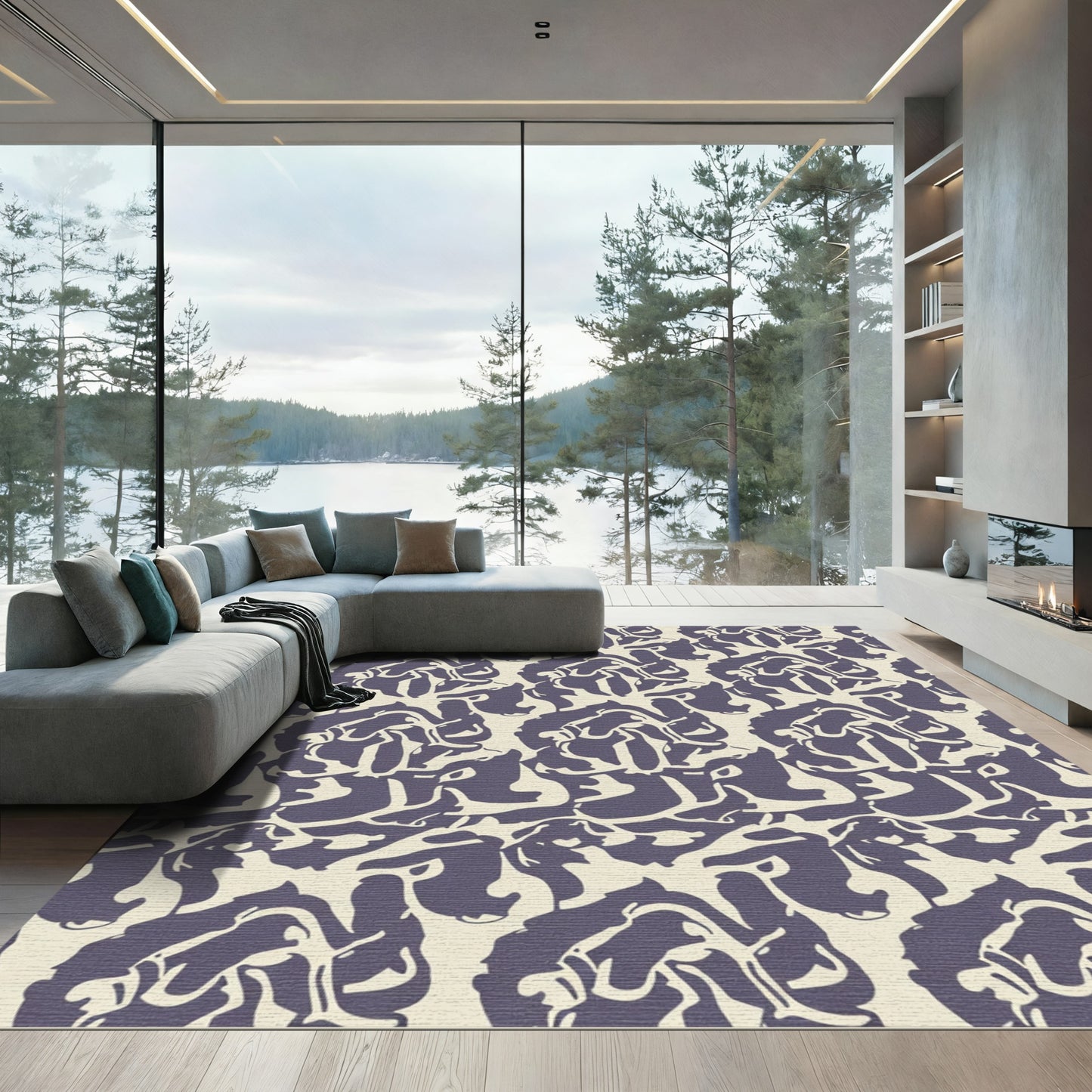 Amethyst Abstract Floral Bloom Arrangement Rug