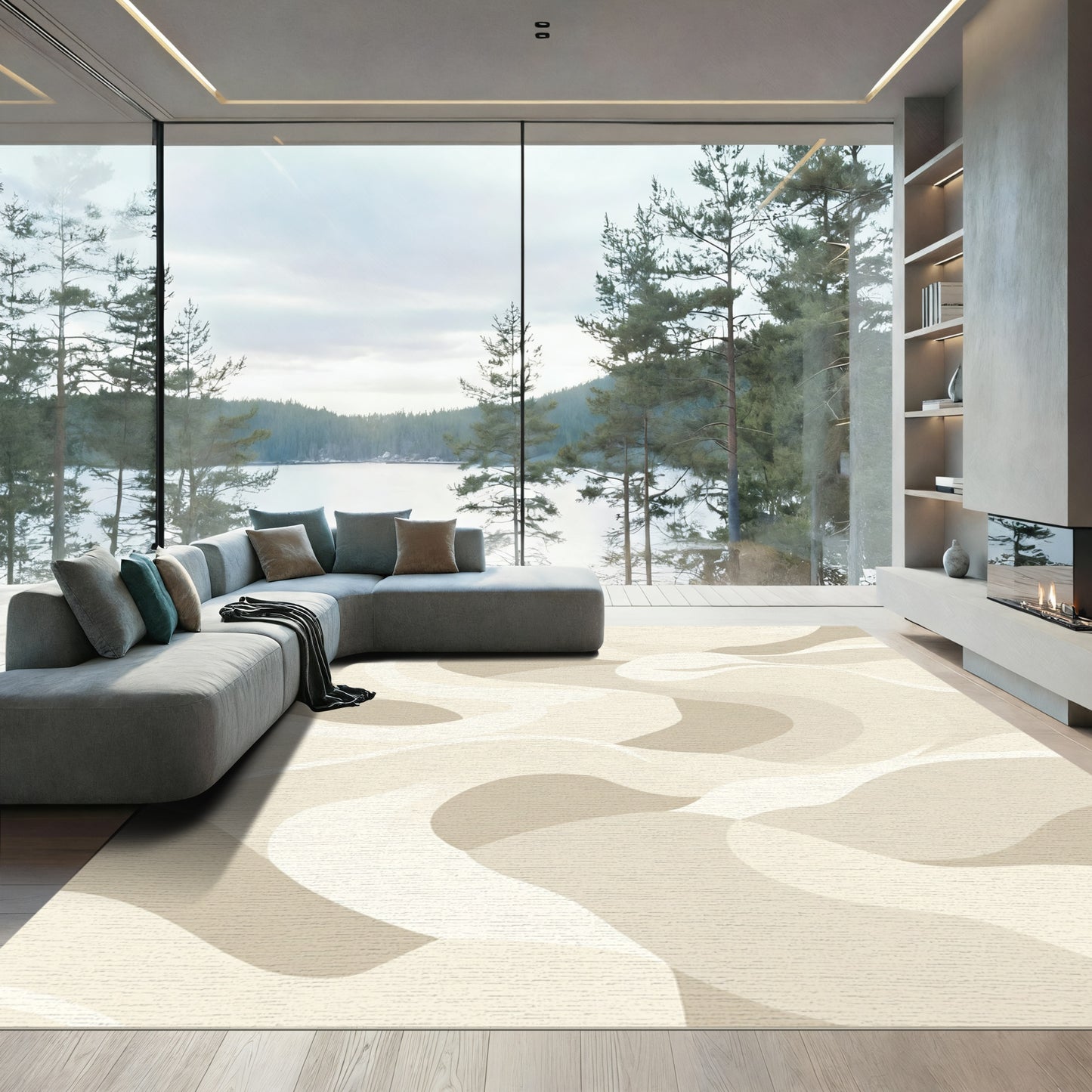 Soft Neutral Organic Flow Rug