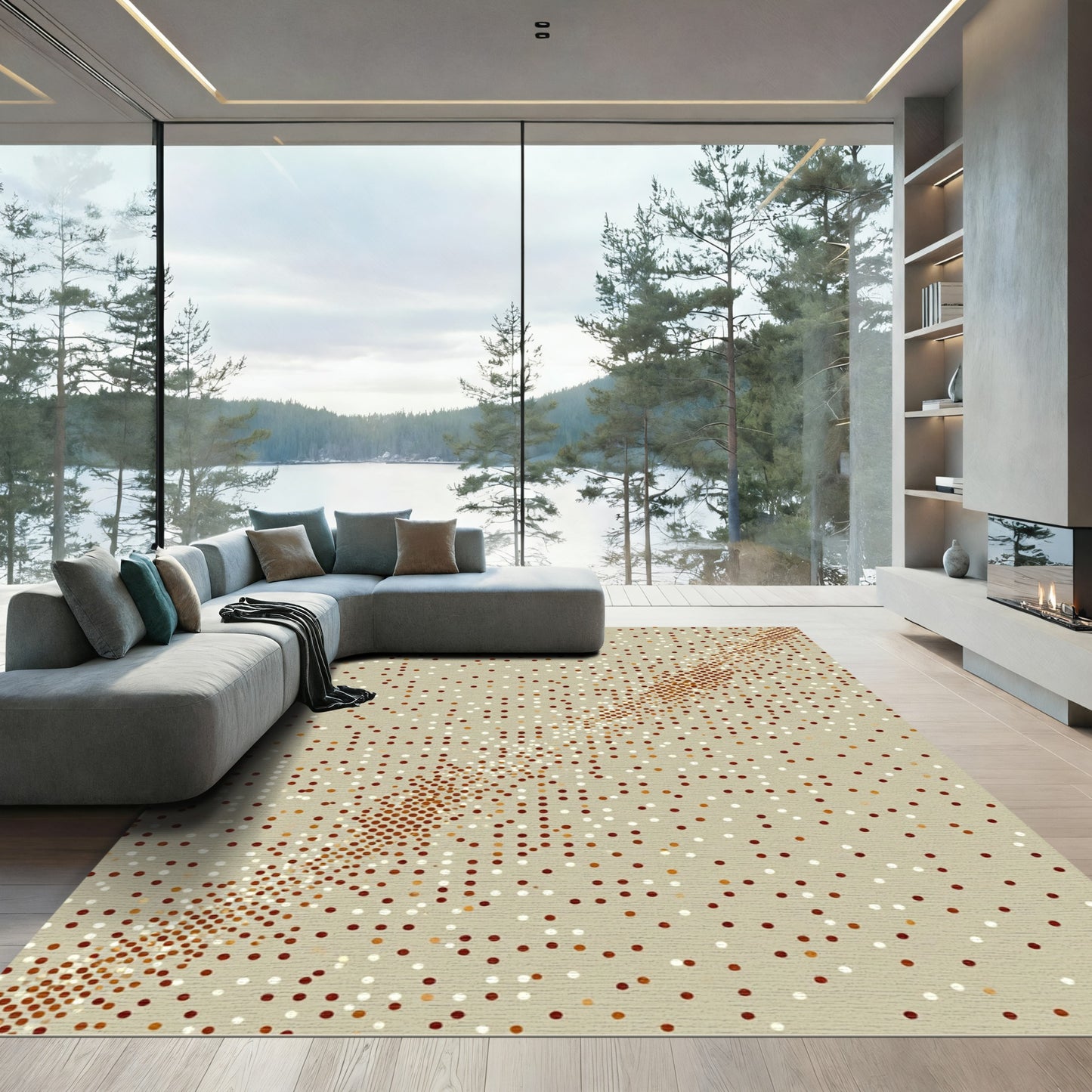 Earthy Terracotta Dot Gradient Diagonal Rug