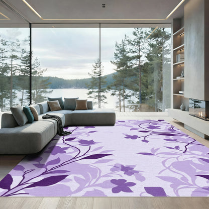 Purple Floral Vine Silhouette Rug