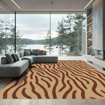 Brown Wavy Lines Abstract Rug