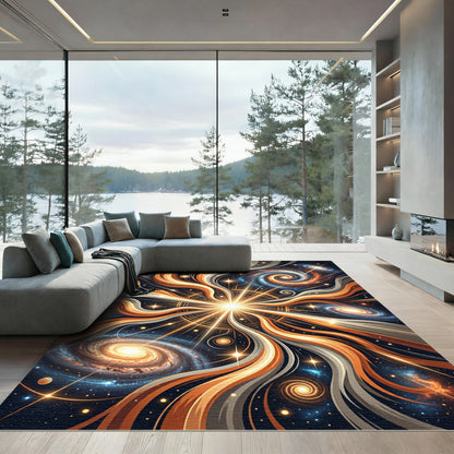 Vibrant Cosmic Nebula Swirl Rug