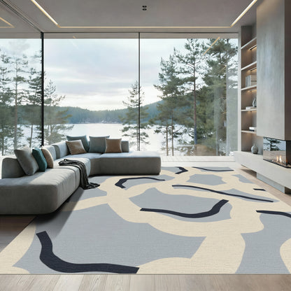 Modern Abstract Swirl Composition Rug