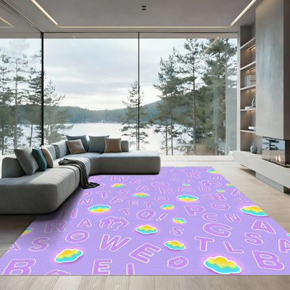 Lavender Alphabet Cloud Scatter Rug