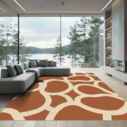 Terracotta Cream Organic Blob Rug