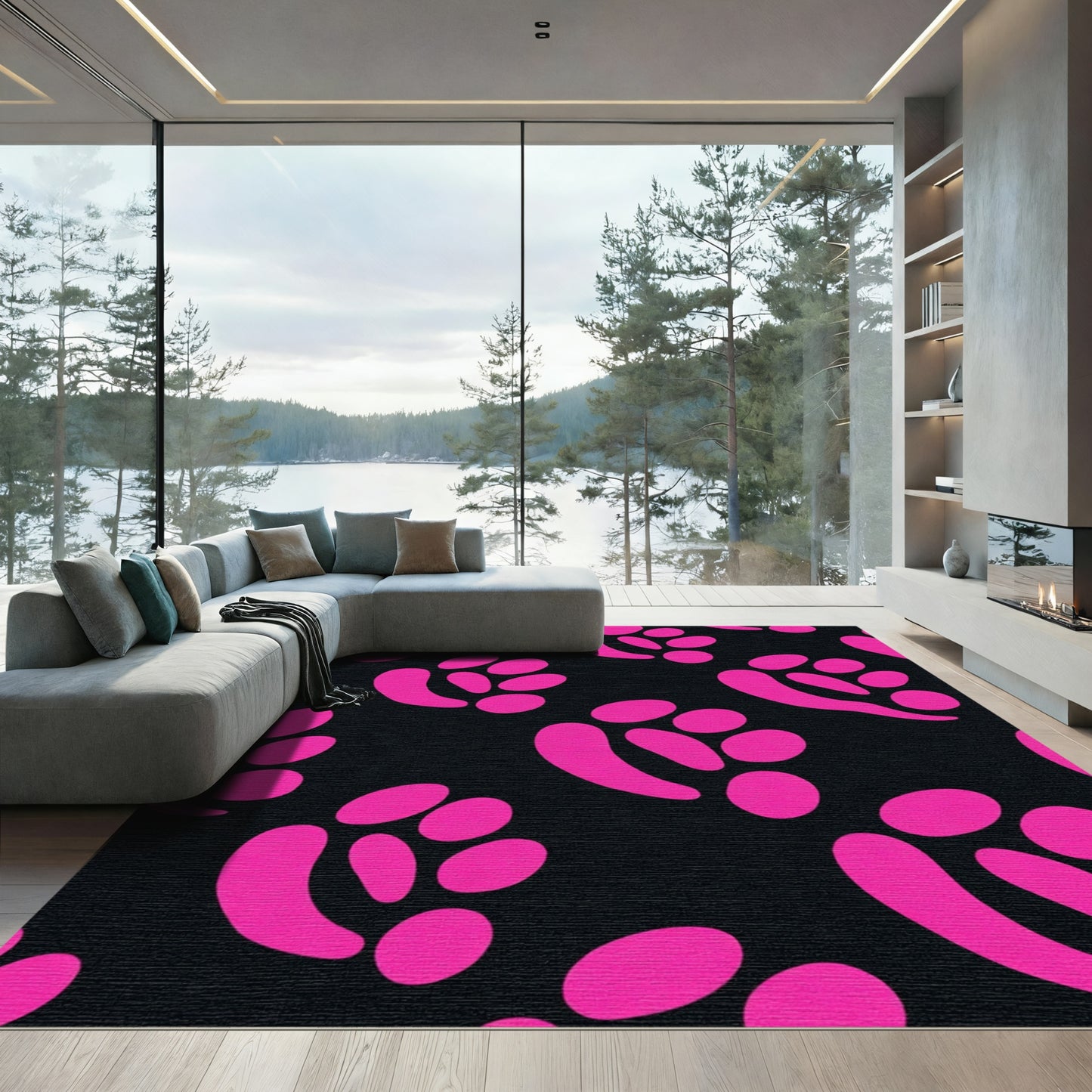 Bright Pink Blob Scatter Rug