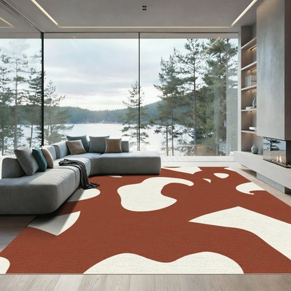 Rusty Brown Organic Shape Overlay Rug