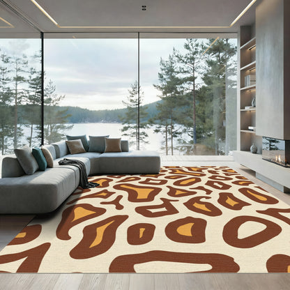 Brown and Ochre Spotted Organic Rug