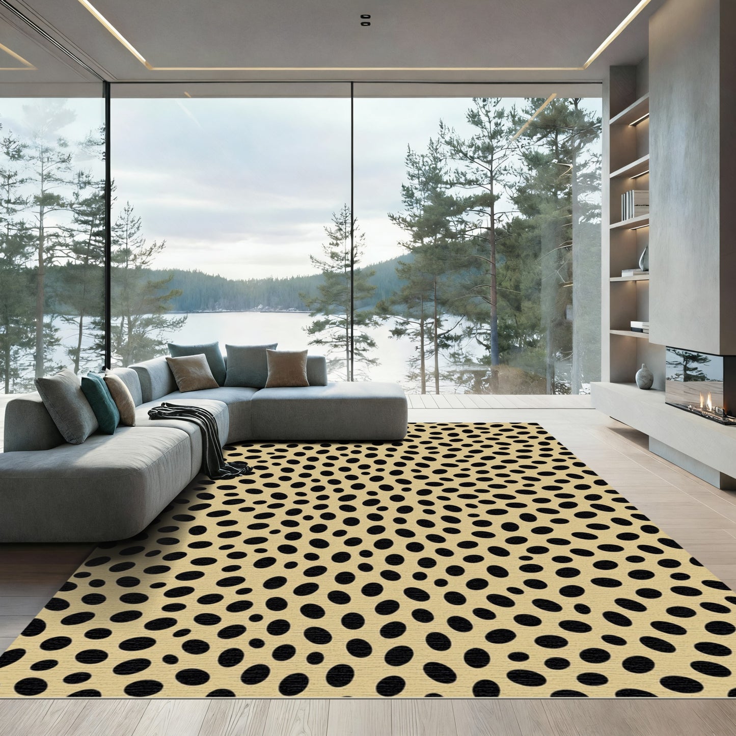 Tan Black Speckled Spot Rug