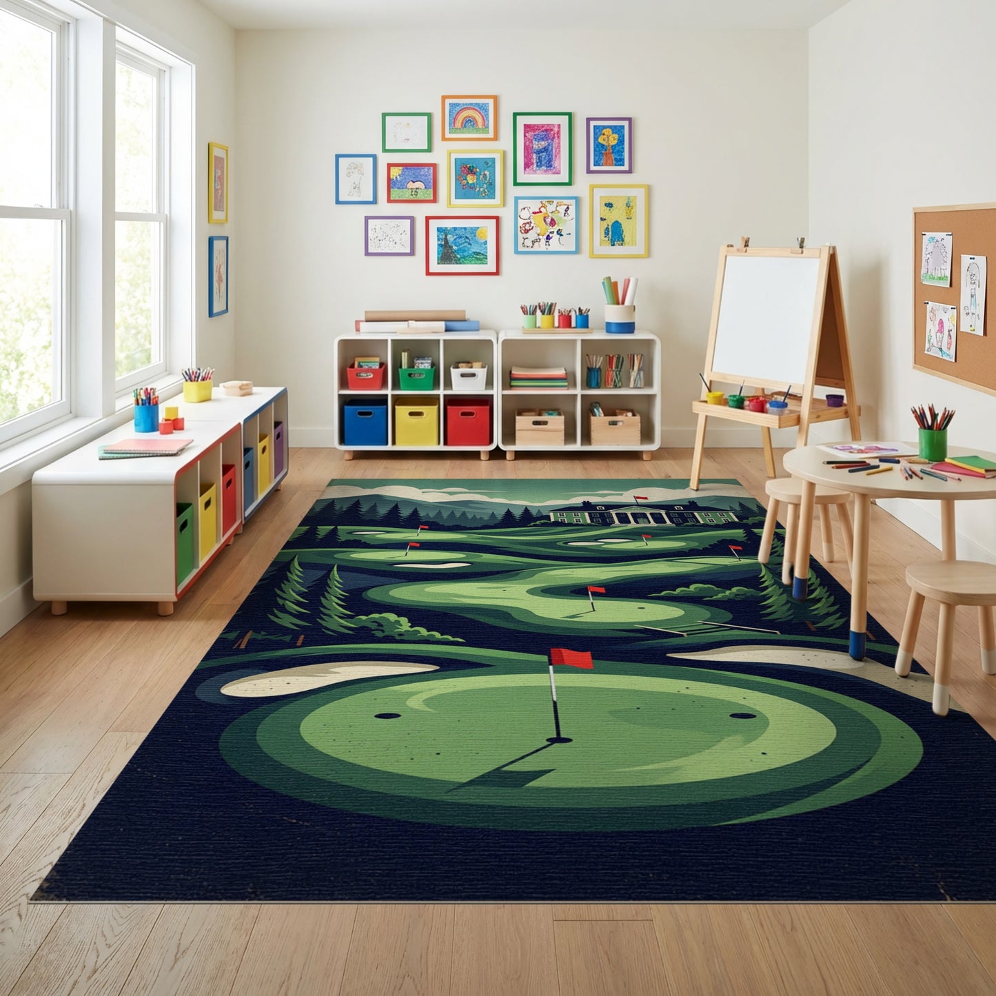 Vintage Golf Course Pine Mountains Rug