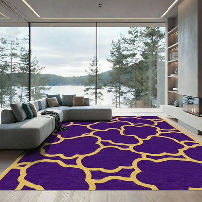 Deep Purple Gold Cloud Abstract Rug