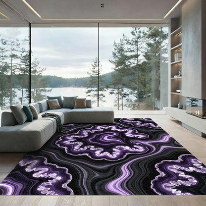 Purple Amethyst Crystal Geode Swirl Rug