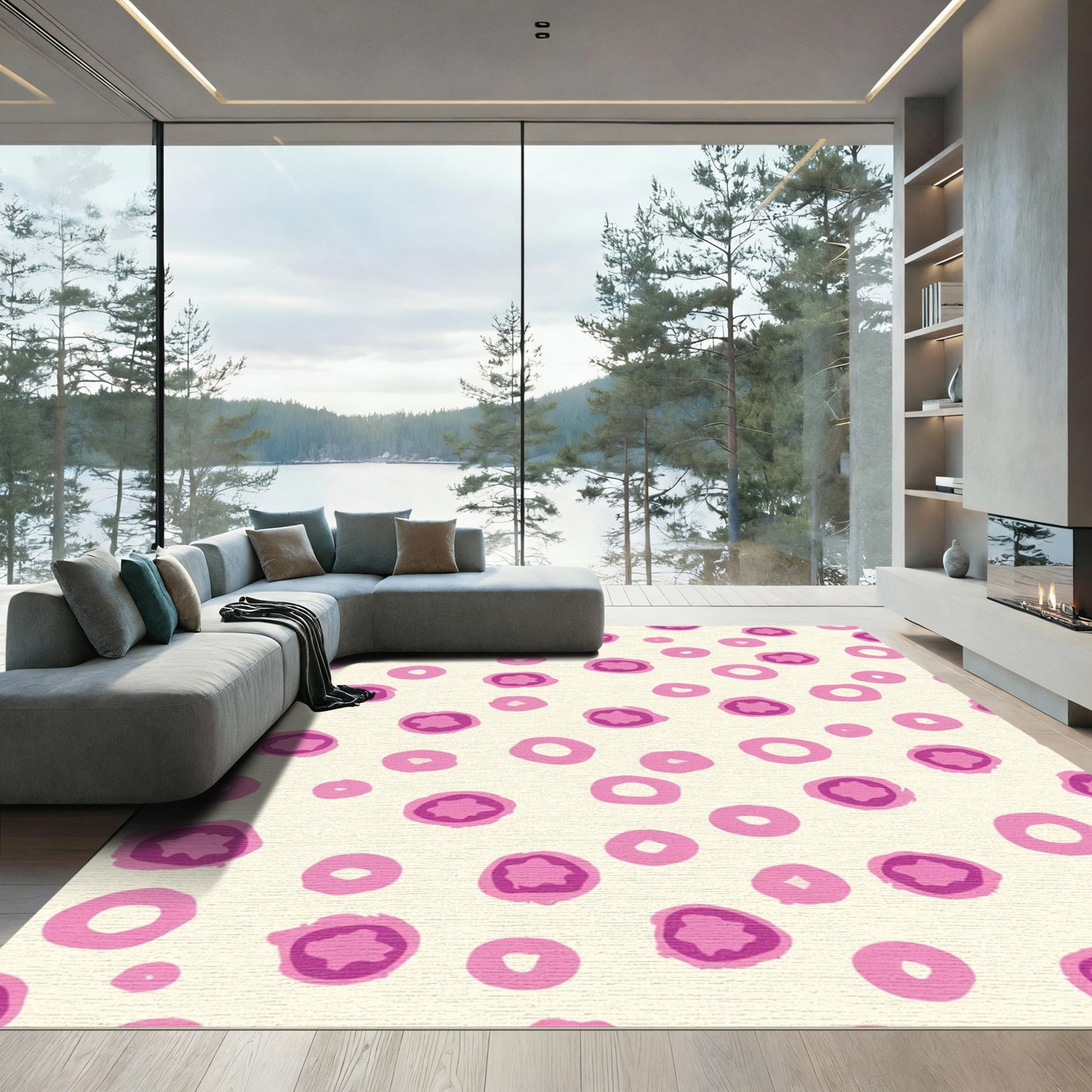 Pink And Magenta Spotted Circles Rug