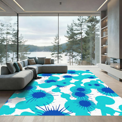 Aqua Blue Splatter Network Rug
